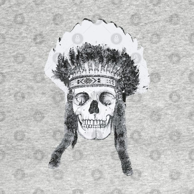 Skull Native American Headdress by wamtees